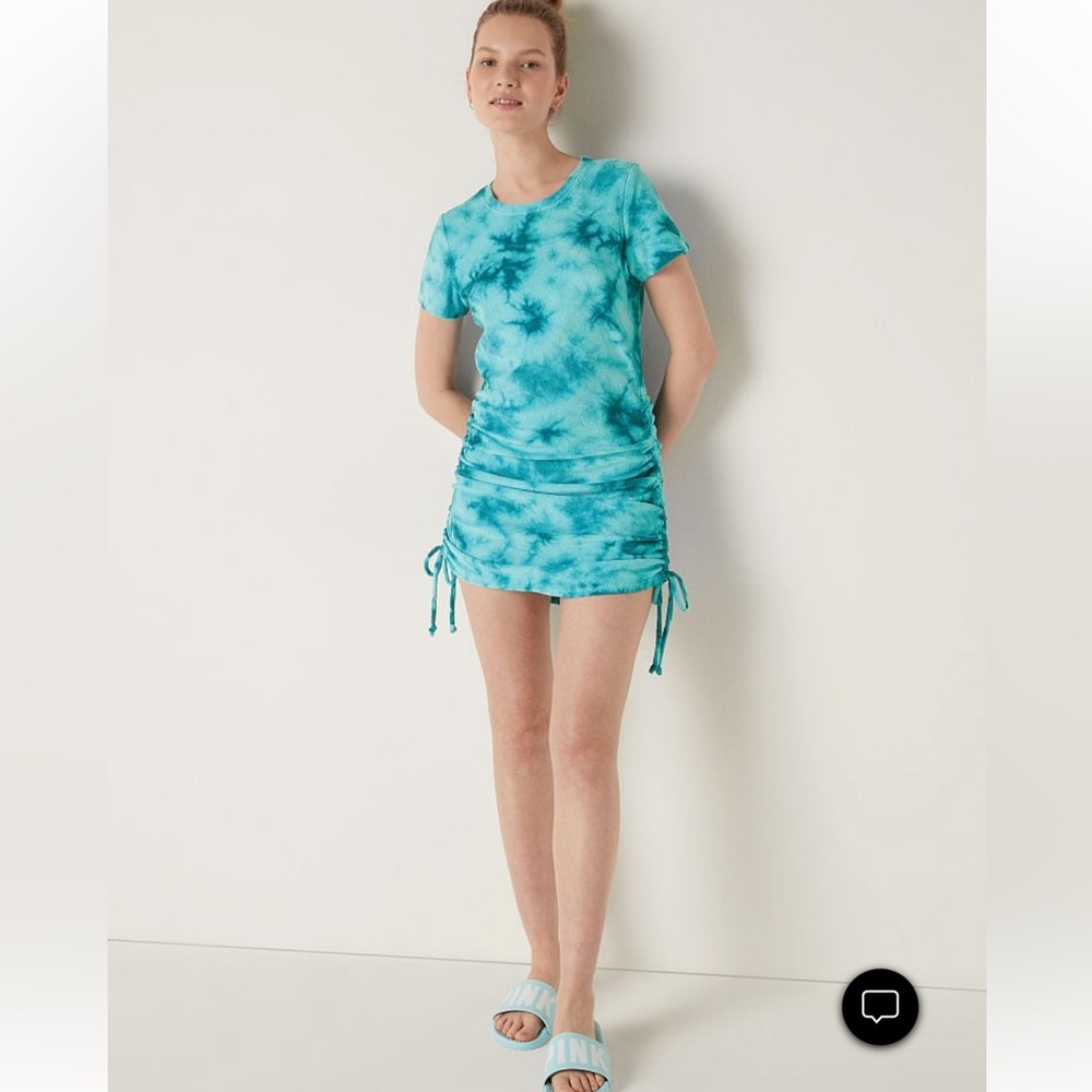 VICTORIA’S SECRET TEAL BEACH TERRY RUCHED SIDE COVERUP DRESS SIZE XXL